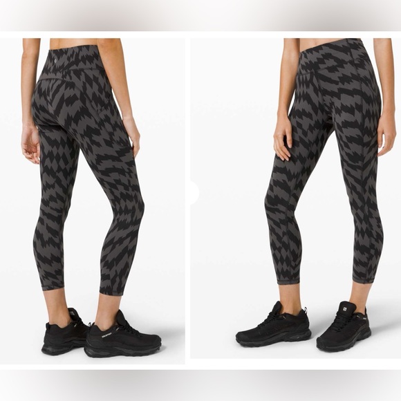 Lululemon Wunder Train high rise tights 25” inseam Voltage graphite print Size 6 - Picture 1 of 12